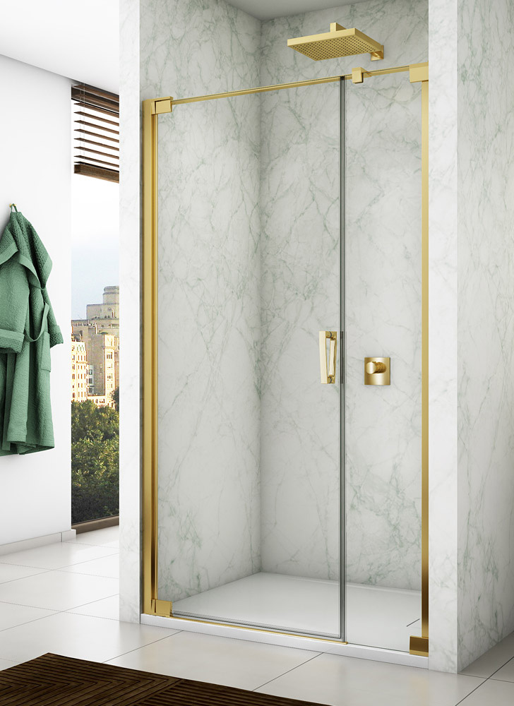SanSwiss Cadura CA31C Drzwi Prysznicowe 110x200 cm złote Szkło Czyste (CA31CG1101207)